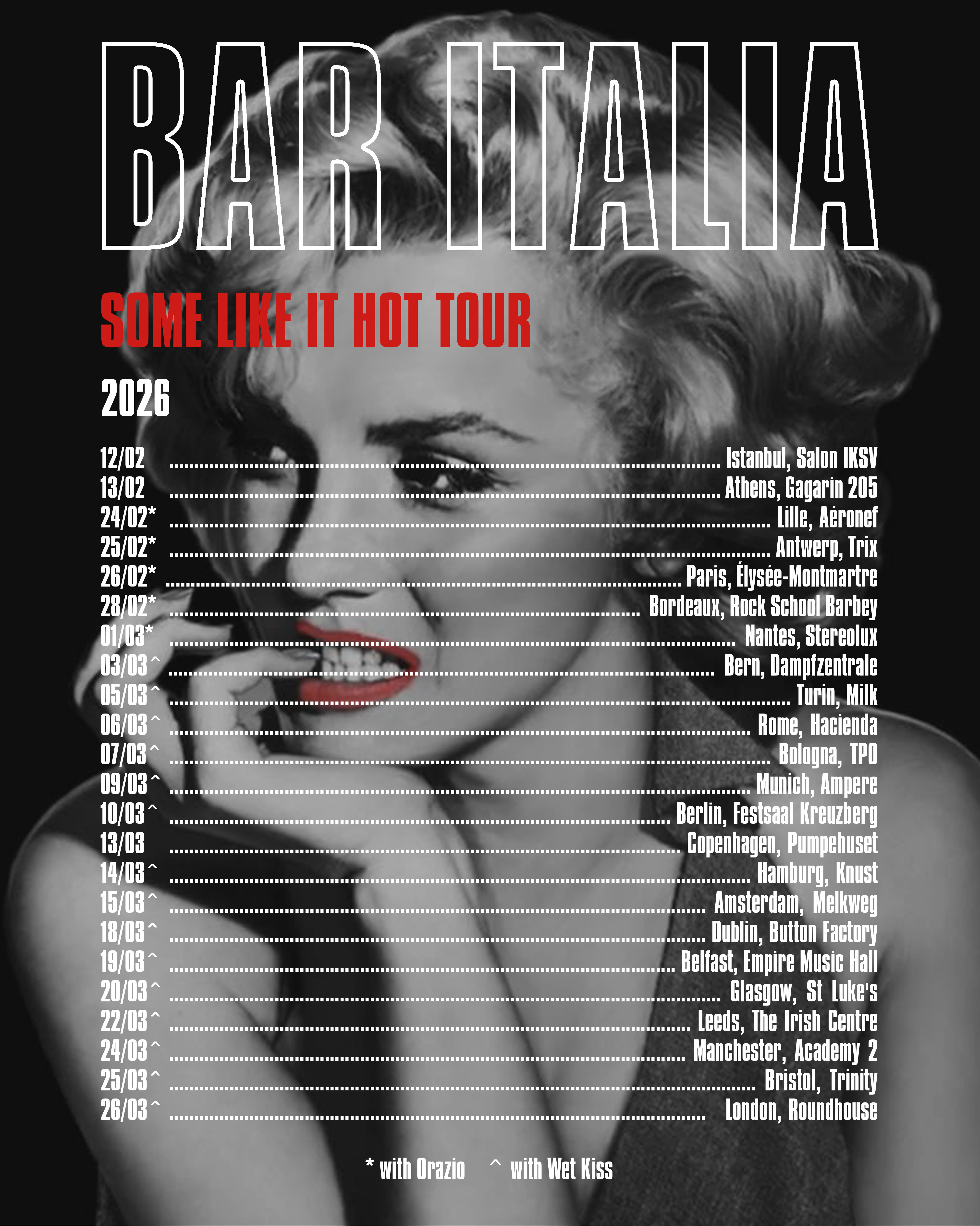 Wet Kiss EU UK Tour 2026 poster